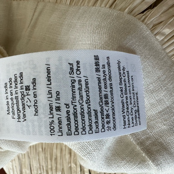 NWT J Crew Collection sleeveless cream linen top with raffia fringe sz lg - Picture 6 of 7